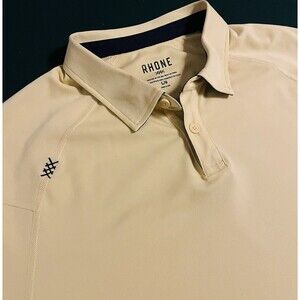 RHONE Men's Polo Shirt Pale Yellow with Navy Accent
